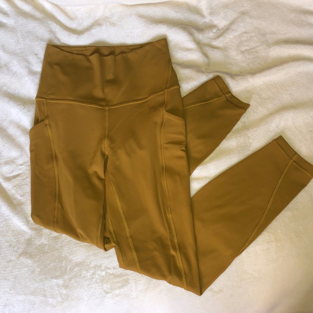 lululemon athletica high-waisted Mustard Leggings, Size 4, includes pockets